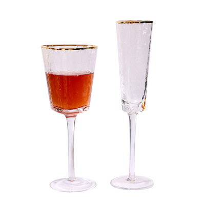 轻奢欧式金边创意透明香槟高脚杯 葡萄酒水晶玻