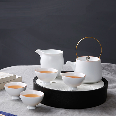 老夫子陶瓷整套 便携旅行功夫茶具 户外收纳茶壶茶海杯干泡茶盘套装