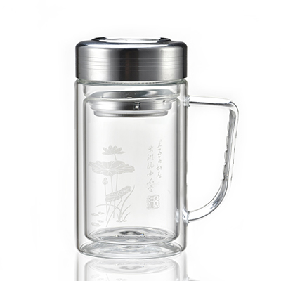 加厚双层玻璃杯透明水晶保温办公茶杯