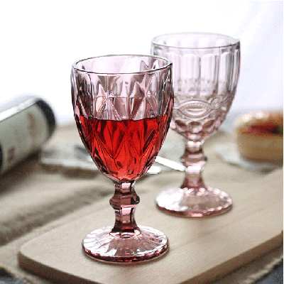 <b>复古浮雕红酒杯玻璃高脚杯创意葡萄酒杯家用果</b>