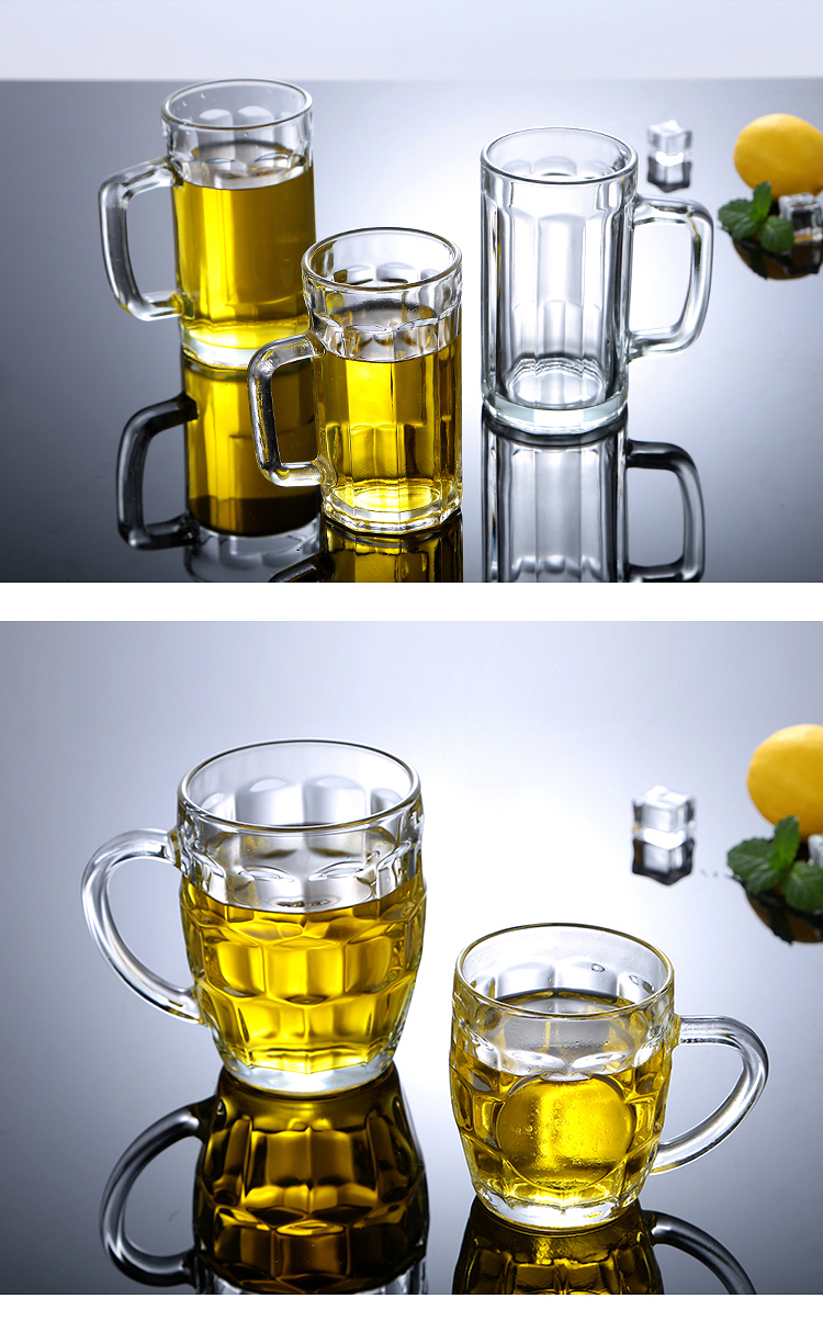 透明广告玻璃啤酒把杯扎啤杯定制 凉水杯泡茶果汁杯加厚可印字LOGO