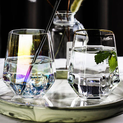 高颜值玻璃杯 金边八角杯 创意炫彩琥珀色水杯
