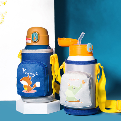 儿童保温杯带吸管定制 婴儿外出宝宝杯子 便携防摔水杯幼儿园小学生水壶