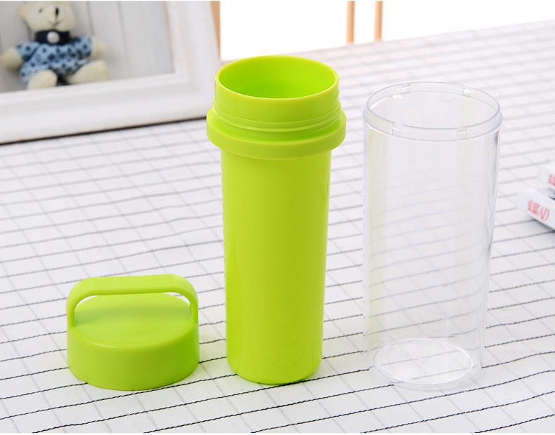 创意时尚手提双层环保水杯 塑料直身杯子可定制LOGO