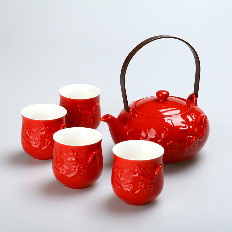 红梅骨瓷茶具套装