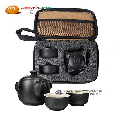 茶知米玄茗问道 黑釉茶具便携包3件套定制