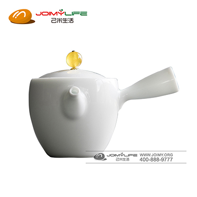 景德镇纯手工陶瓷茶壶 日式白瓷侧把壶 功夫茶具定制 