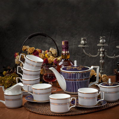 15头欧式骨瓷咖啡具套装定制 陶瓷礼品咖啡具批发 唐山骨瓷咖啡杯定制LOGO