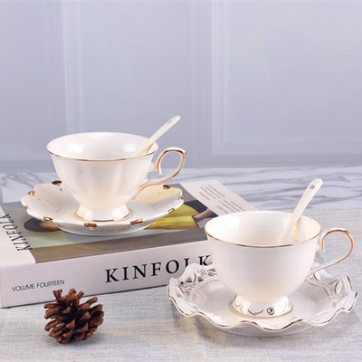 简约陶瓷咖啡杯定制 纯白骨瓷杯浓缩咖啡杯碟套