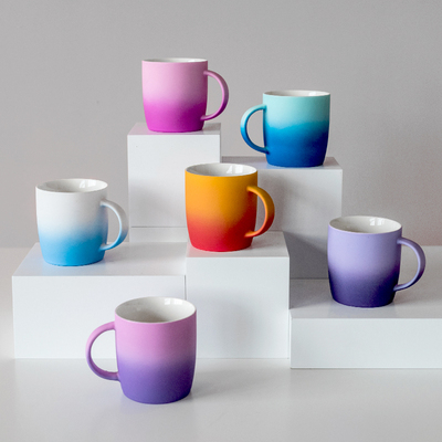 陶瓷彩色渐变马克杯 个性创意潮流杯子 咖啡杯茶杯水杯