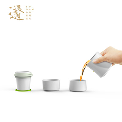 中国风竹节杯定制 便携旅行陶瓷茶具现货 快客杯一壶两杯功夫茶具