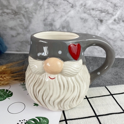 北欧精灵圣诞老人特色陶瓷杯定制 超喜人杯子盘子陶瓷工艺品摆件
