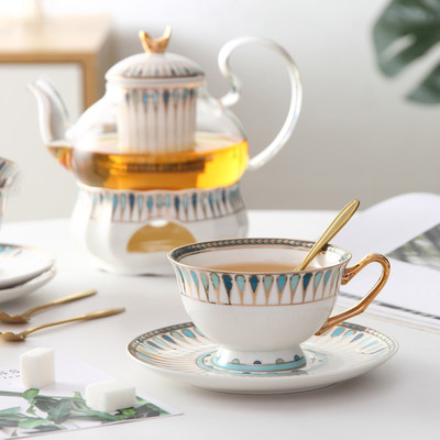 水果茶杯套装 骨瓷英式茶具厂家 北欧花茶煮茶壶套装定制