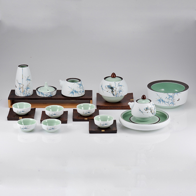 古婺窑火陶瓷功夫茶具套装 般若成套礼盒包装中式办公茶道茶器19件